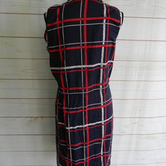 TALBOTS RED/WHITE/BLUE NAUTICAL ROPE SLEEVELESS SHIRT DRESS TIE WAIST SZ 12 - Picture 3 of 4